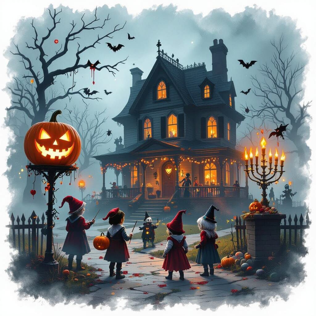 Eerie Holiday Nightmare: Merged Halloween, Christmas, and Dr...