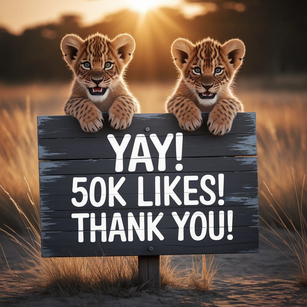 Playful Lion Cubs Climb a Vintage Sign in a Sun-Kissed Savan...