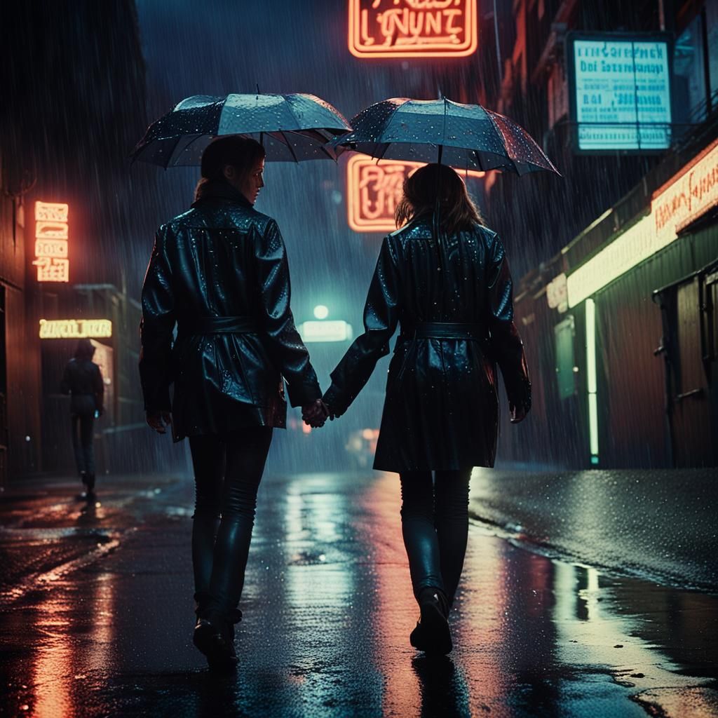 Rainy City Night: Film Noir Fashion Photography