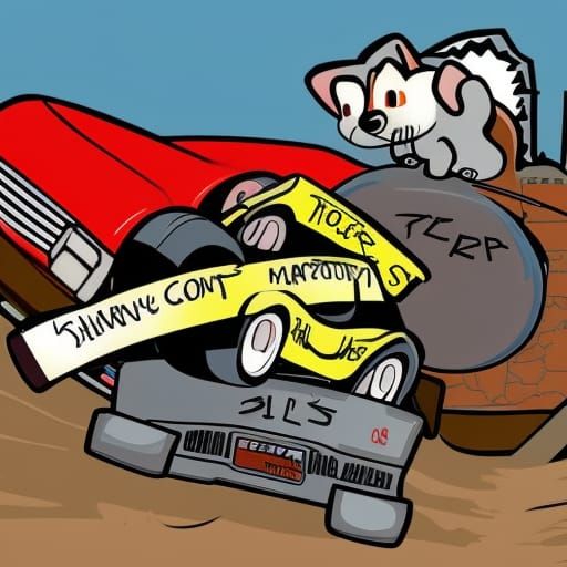 Cartoon Squirrels Pit Crew at Demolition Derby