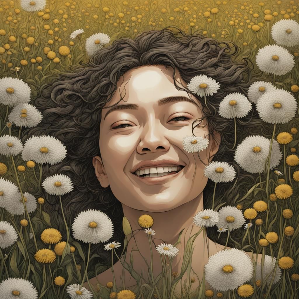 Woman Enveloped by Dandelions: Fantasy Concept Art