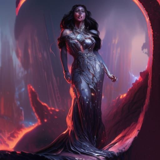 Queen of the Underworld Portrait in Art Nouveau Style