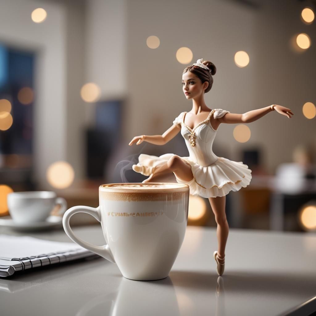 Latte Art Ballerina Close-Up Portrait