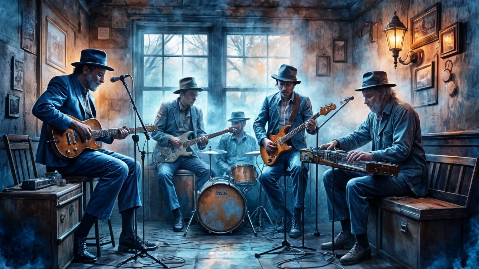 Smoky Bar Blues Band: Scriptol Painting Style