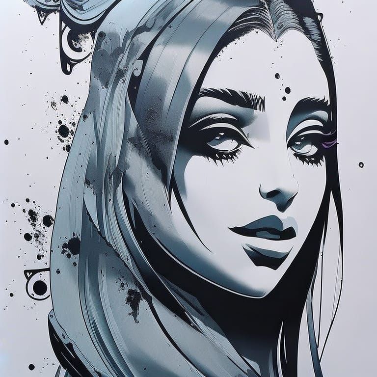 Ink Splash Art of a Beautiful Girl