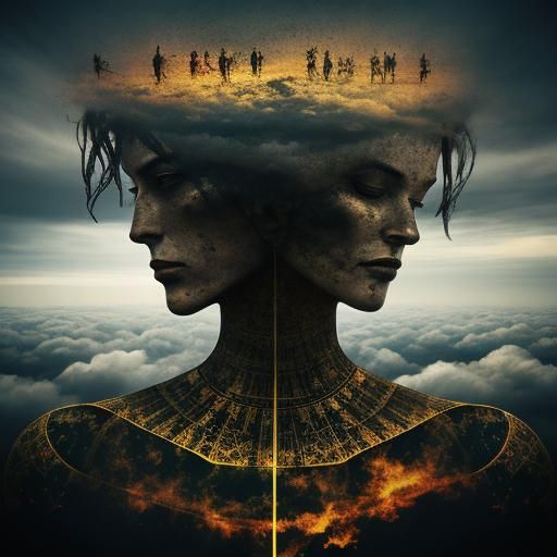 Striking Double Exposure of Heaven and Hell