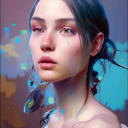 Detailed Portrait of Girl Painting in Digital Art Style