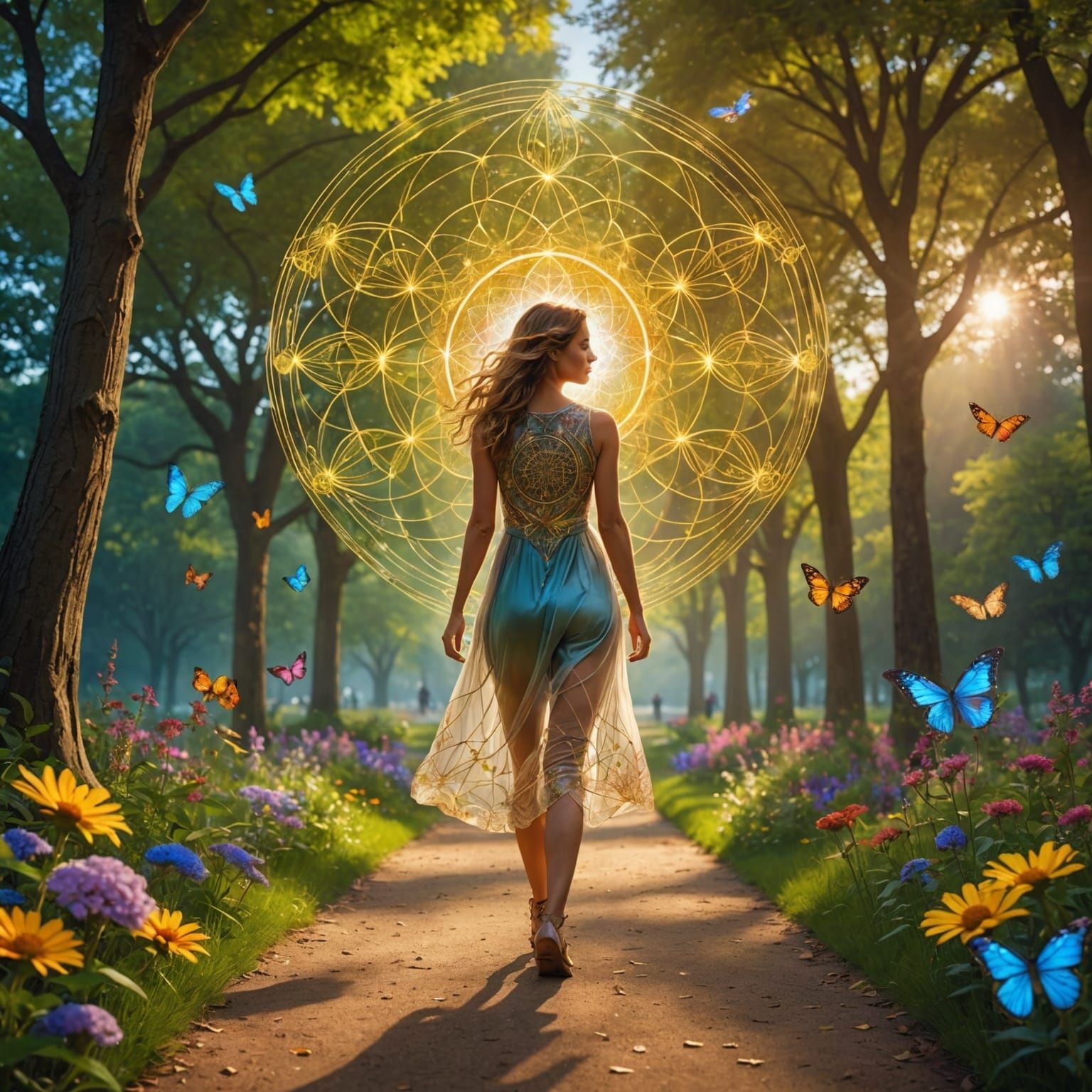 OVERLAY of WISPY ETHERIC GEOMETRY, FRACTALS and flower-of-li...