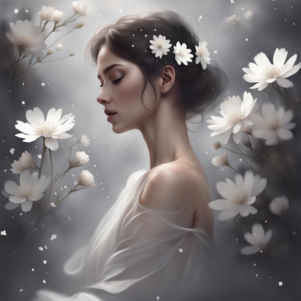 Ethereal Playlist Cover with Stardust and Flowers