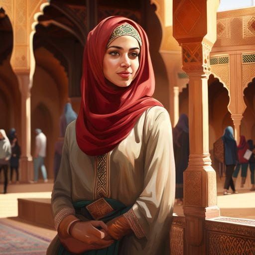 Beautiful Moroccan Muslim Woman at University