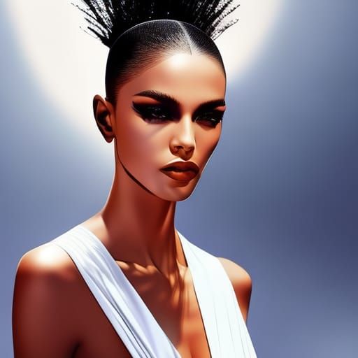 Hyperrealistic Fashion Model in Haute Couture Style