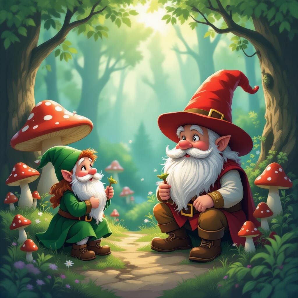 Enchanted Forest with Singing Mushrooms, Comic Art