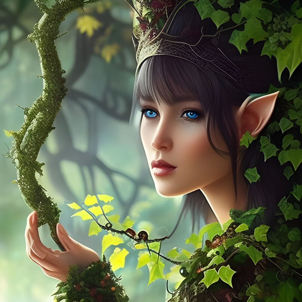 A Forest Elf Covered with Vines