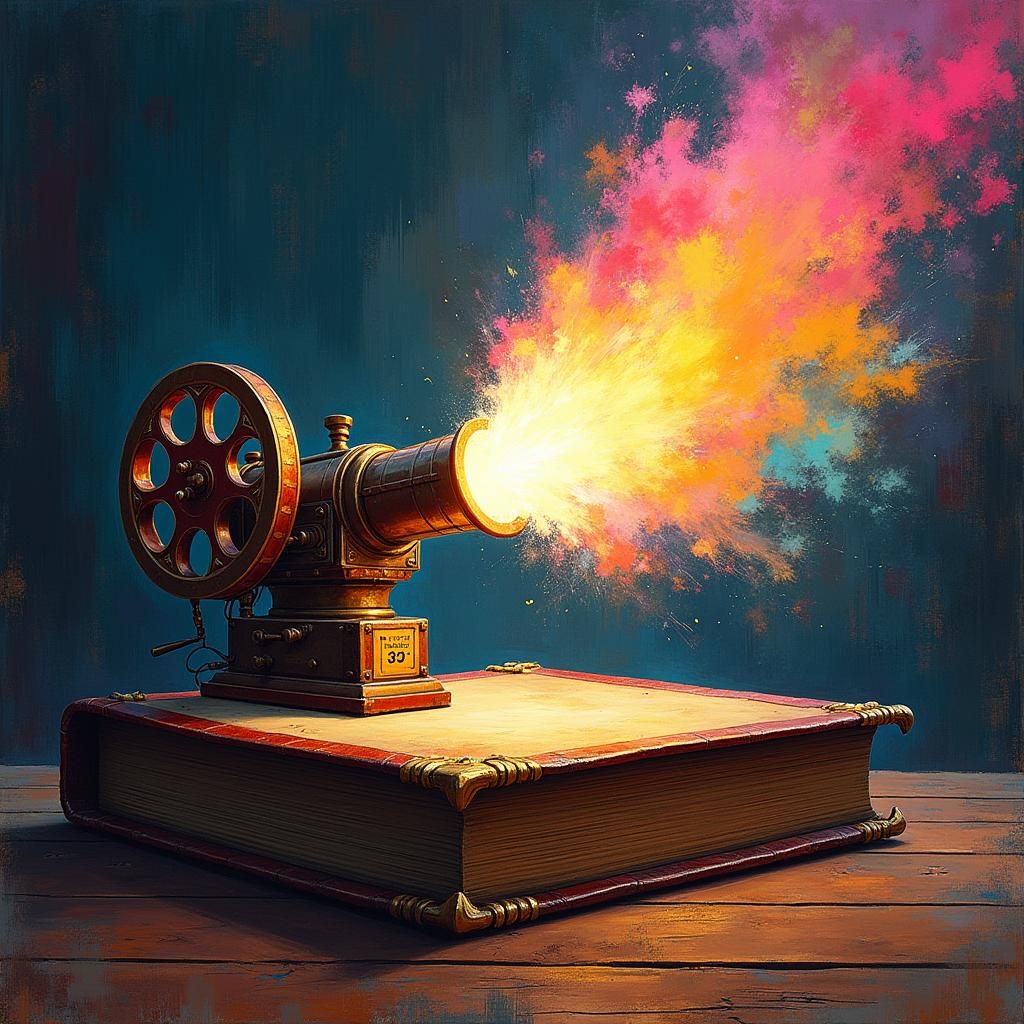 Book Projector Emitting Vibrant Light Beam