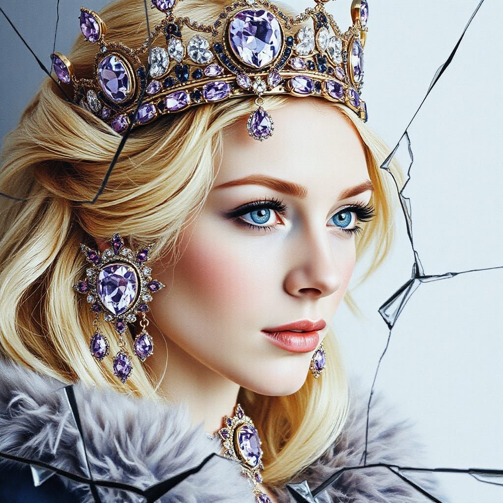 Queen's Tiara and Reflection in Broken Mirror