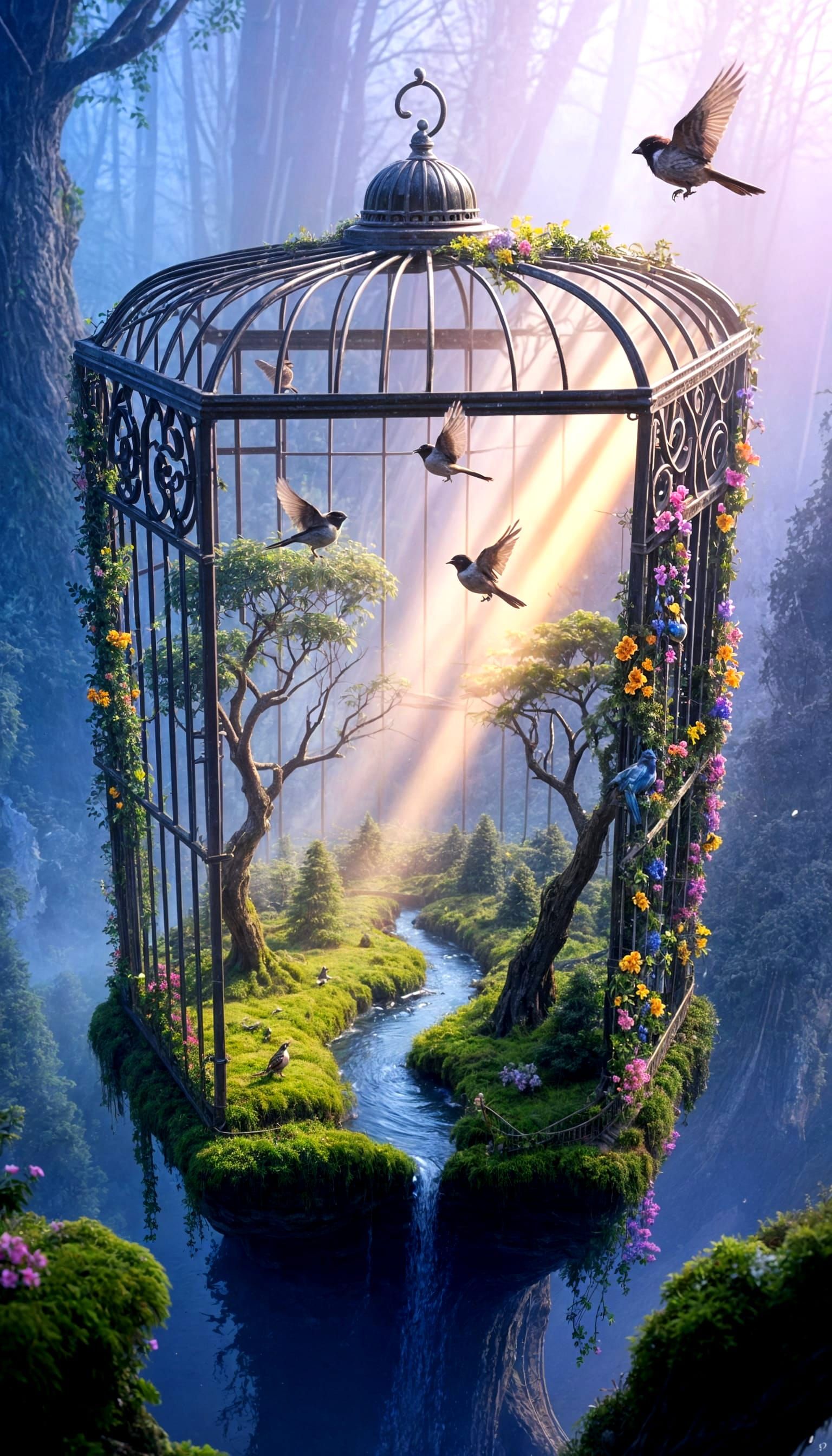 Colossal Birdcage Sanctuary with Miniature Forest