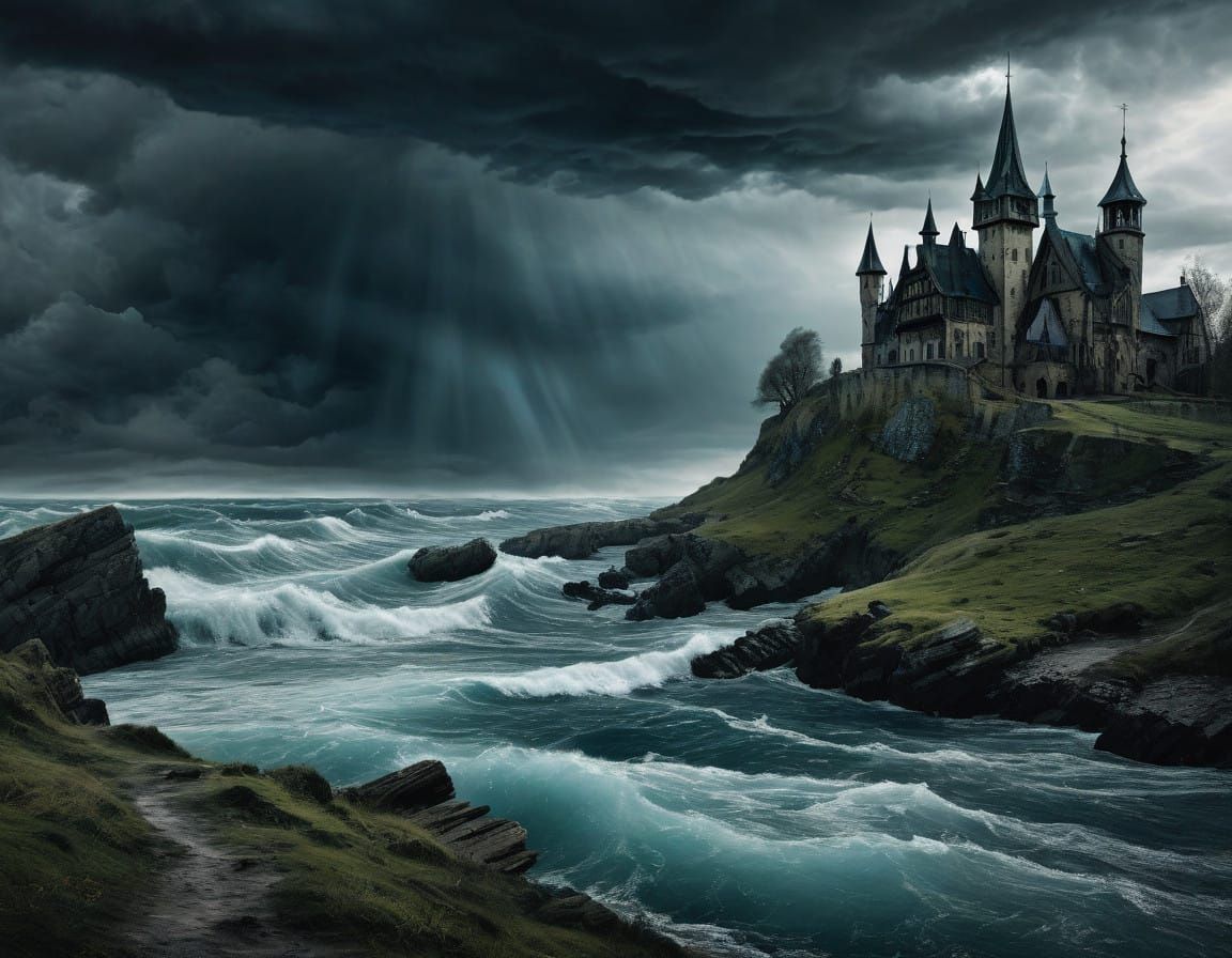 Android Jones's Vision of Nature's Fury: Serene Village Thre...