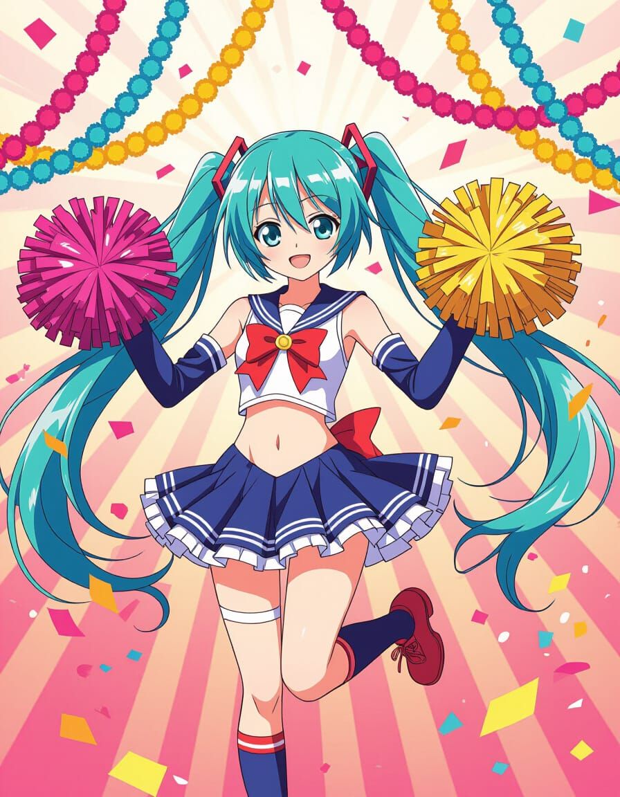 Hatsune Miku as Cheerleader in Pop Art Style