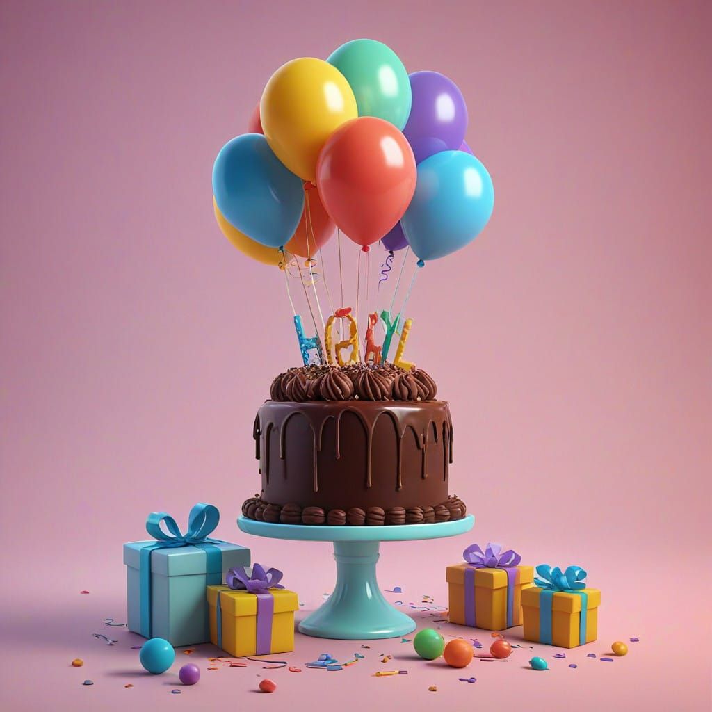 Sister's Birthday Celebration in Vibrant, 3D Digital Art