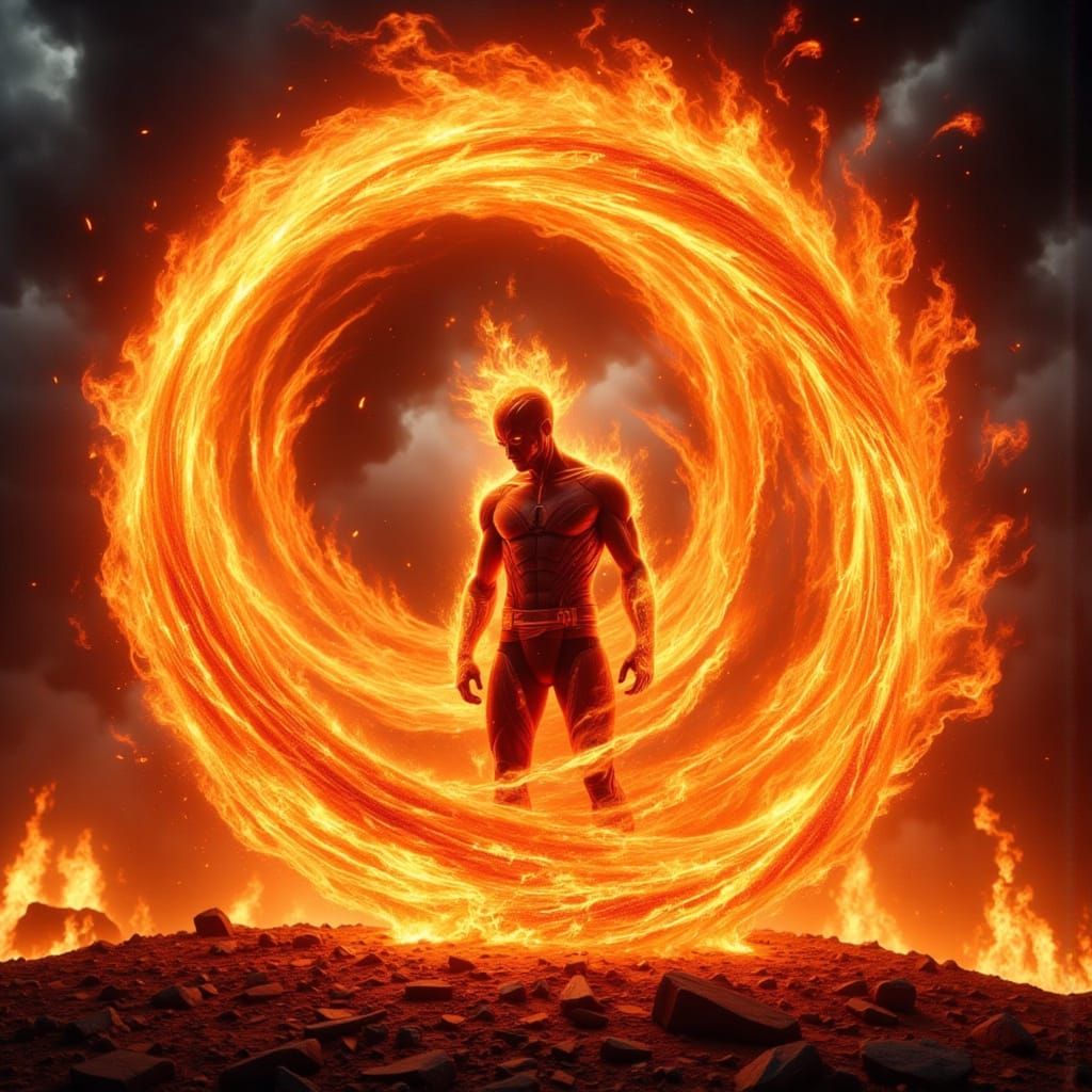 Swirling Lava Humanoid Ignites Fiery Vortex