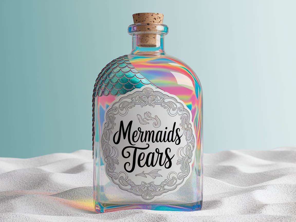 Surreal Mermaid Bottle in Frosted Glass with Dreamy Enchantm...