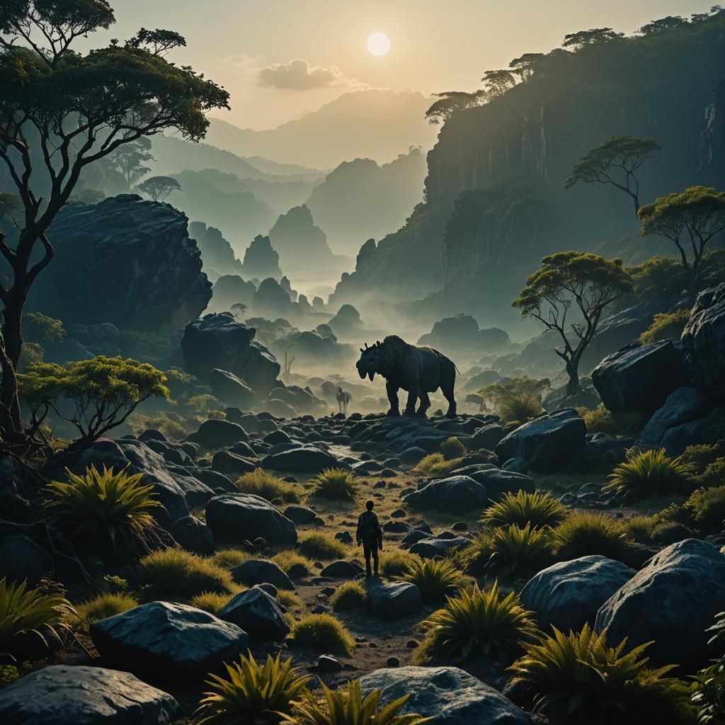 Prehistoric Planet Scene in Cinematic Style