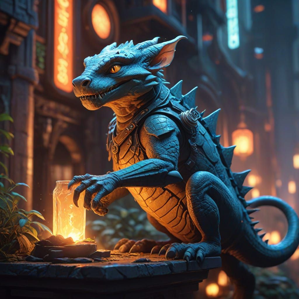 Cosmic Kobolds Embark on Neon-Lit Adventure in Cyberpunk Cit...