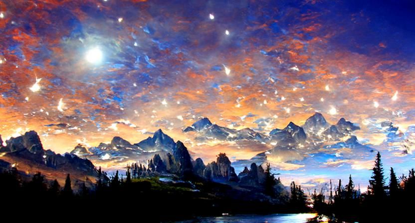 Ethereal Night Over Rocky Mountain Lake