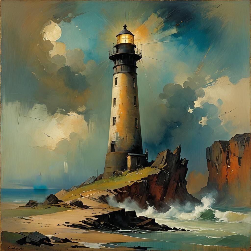 Surreal Dystopian Seascape in Oil Painting Style