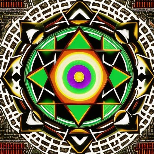 Mystical Hex Sign with Slavic Runes