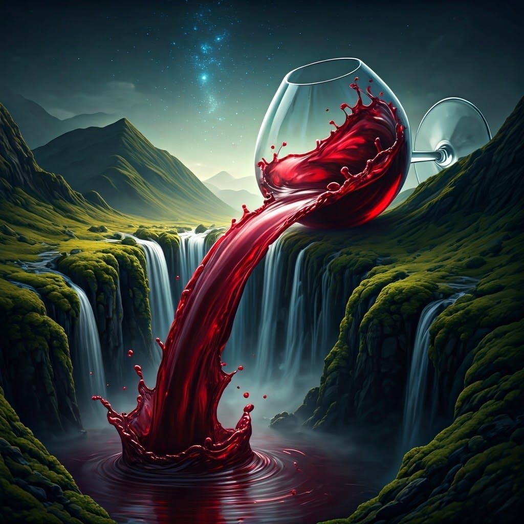 Mystical Wine Glass Mountain Waterfall in 8K