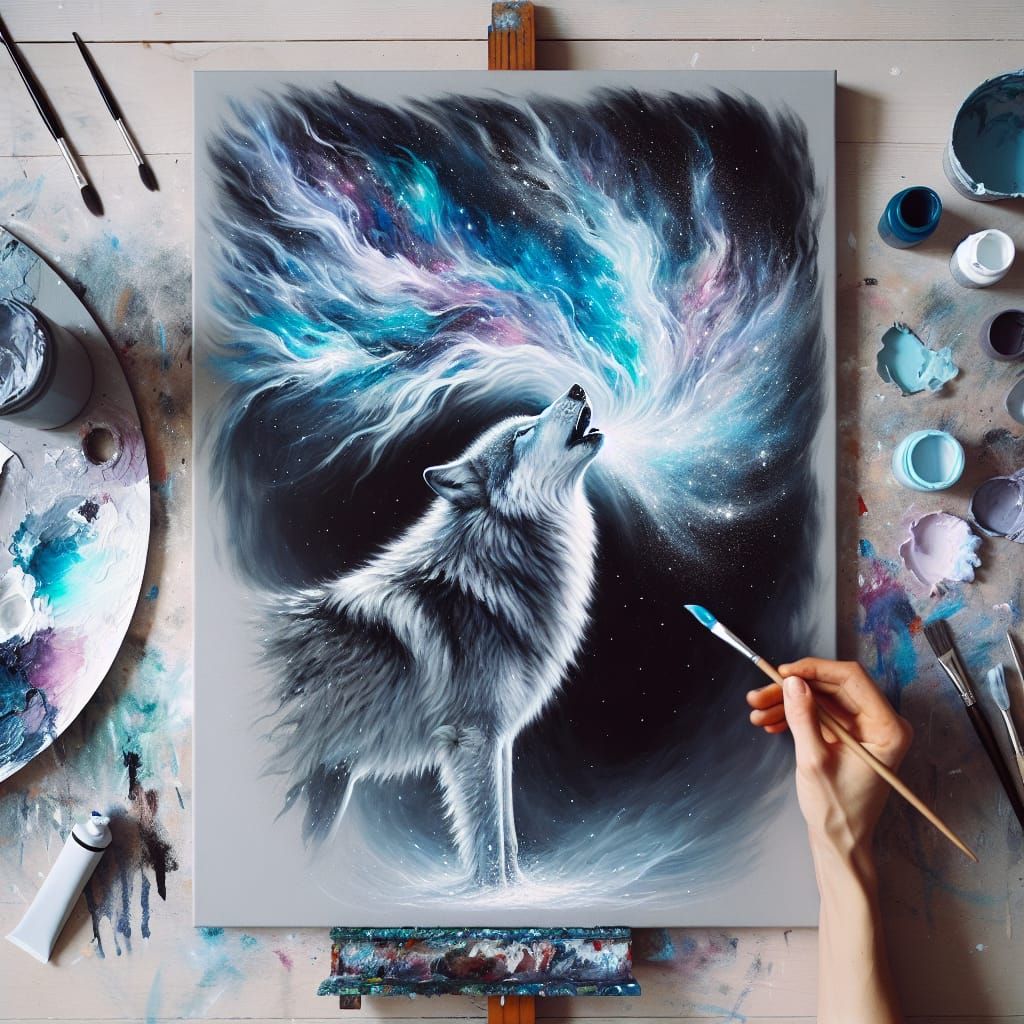 Ethereal Wolf Emerges from Whispers of Starlight