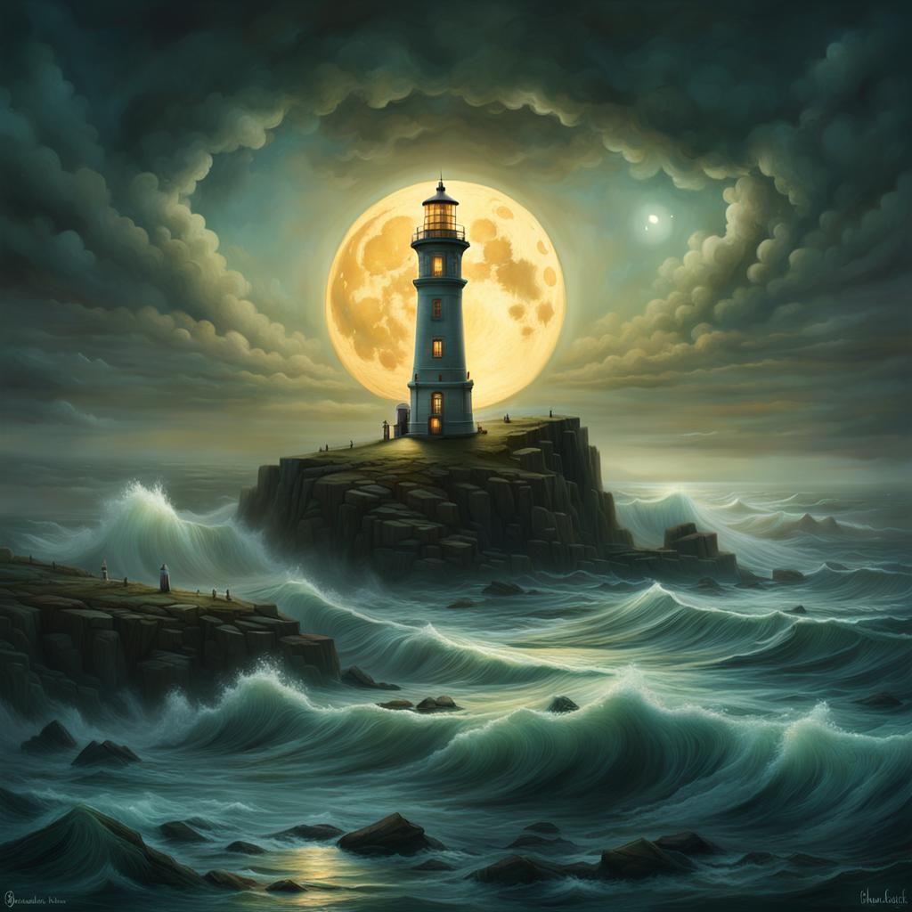 Fantasy Lighthouse in Ominous Futuristic Style