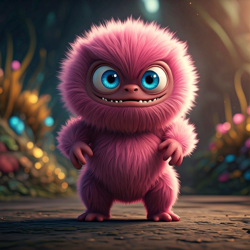 Fearsome Pink Monster in Dreamlike Fantasy Art
