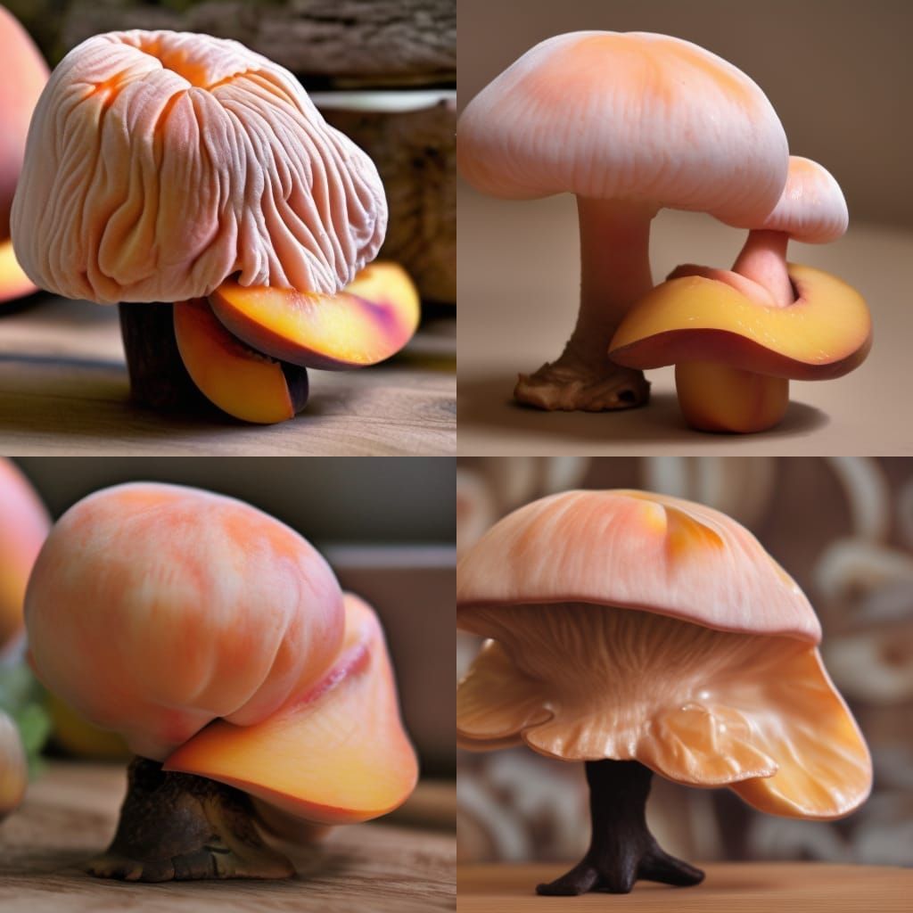 Whimsical Peach Mushroom Person in Fairycore Style