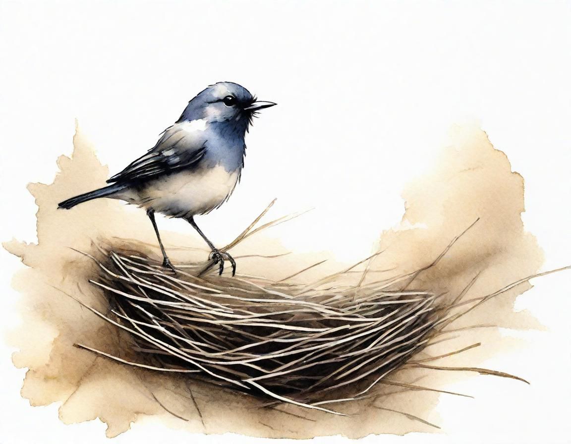 Bird building a nest