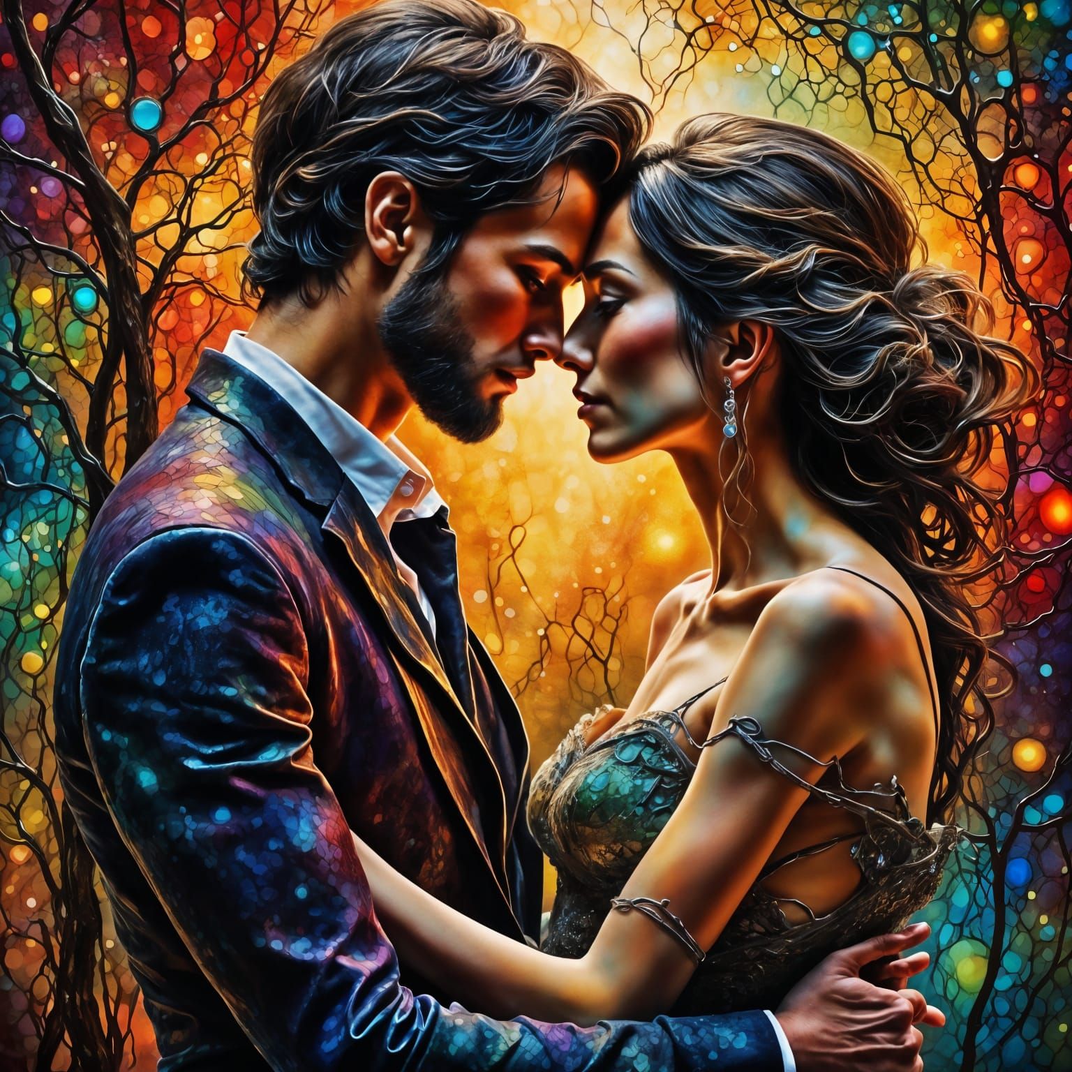 Ethereal Neo-Impressionist Portrait of Desire and Deception