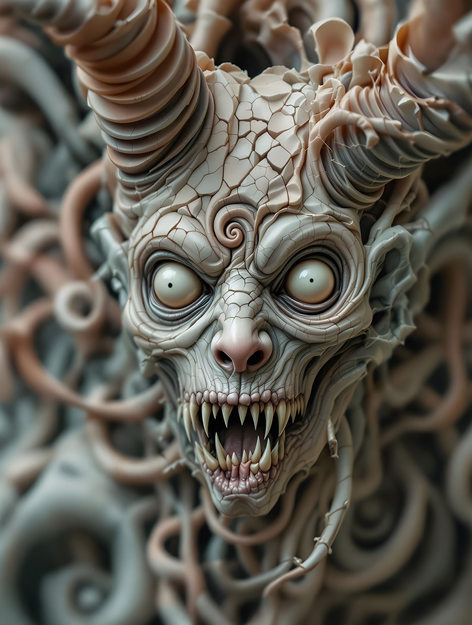 Surreal Demon Portrait in Cyberpunk Aesthetic