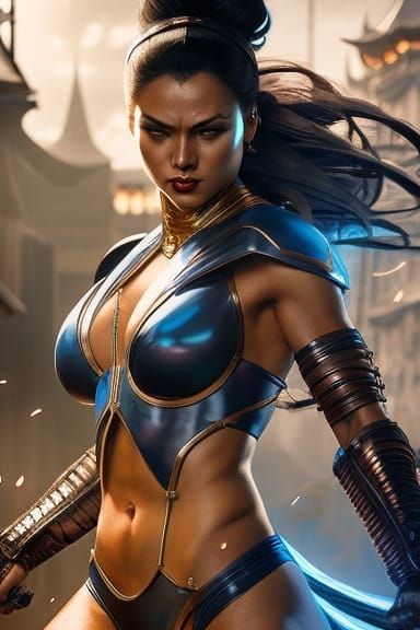 Kitana of Mortal Kombat: Hyperdetailed Fantasy Portrait