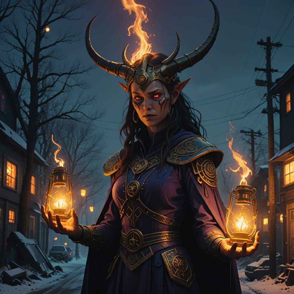 Demon Goddess Casting Spell in Dark Fantasy Style