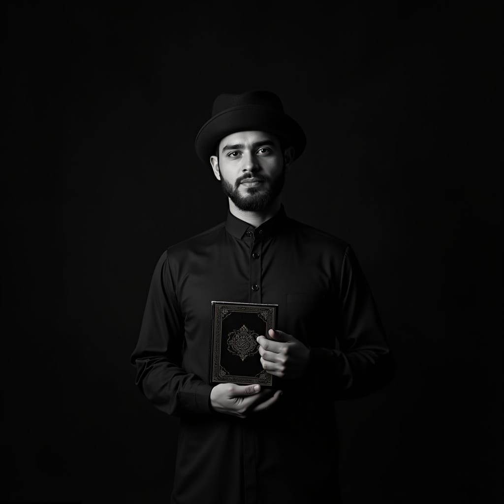 Man Holding Quran in Photorealistic Style