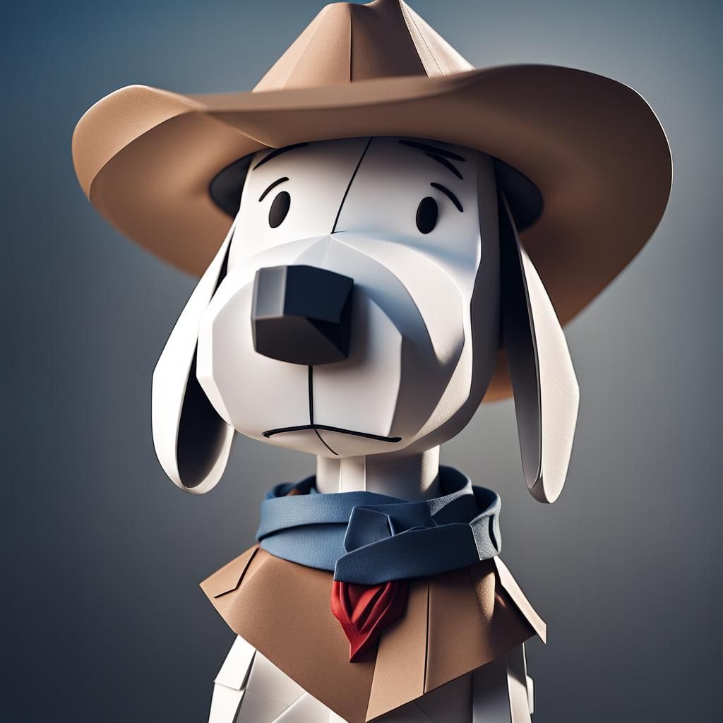 Snoopy in Cowboy Hat Origami Papercraft