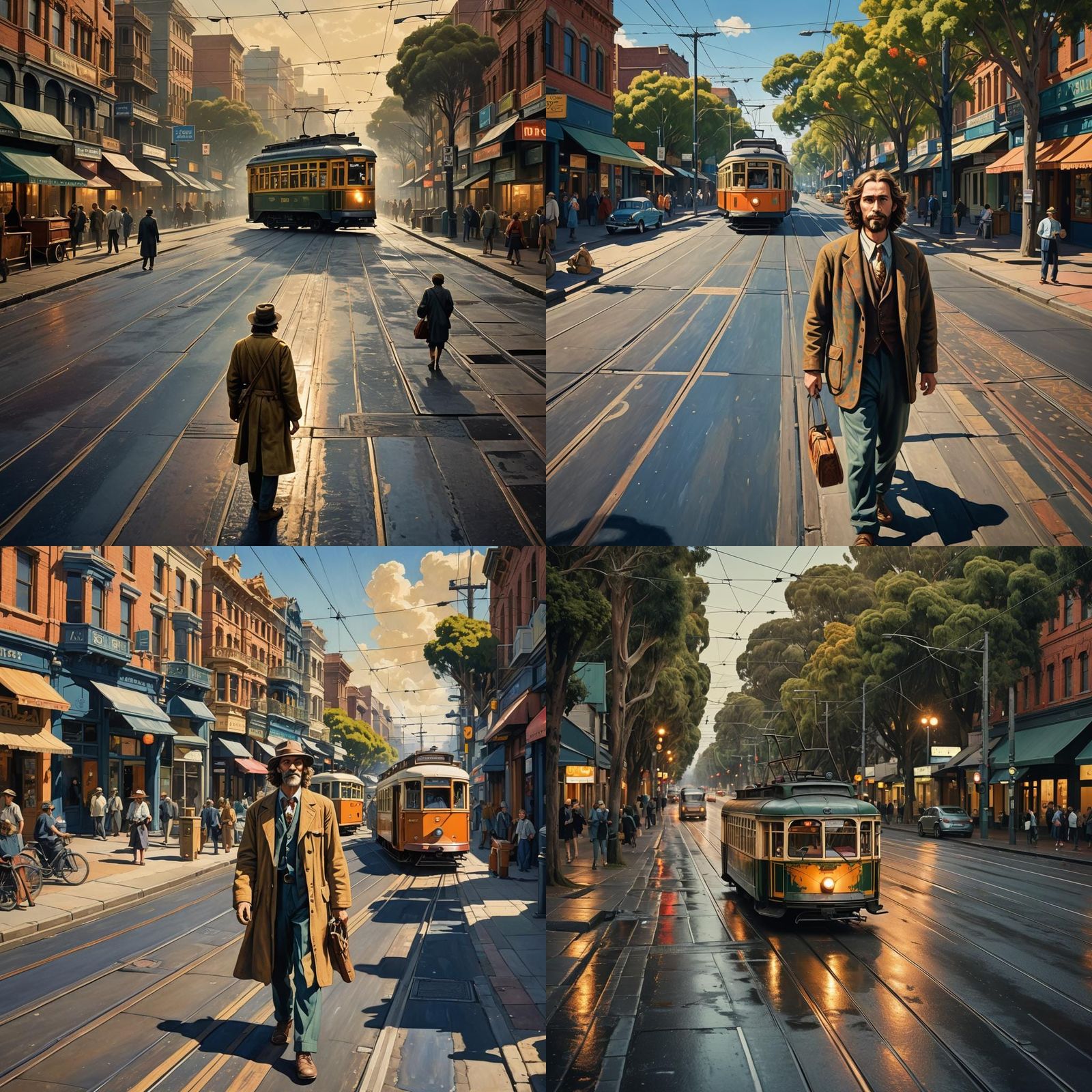 Brunswick Tram, Melbourne 1940s, Detailed Matte Painting