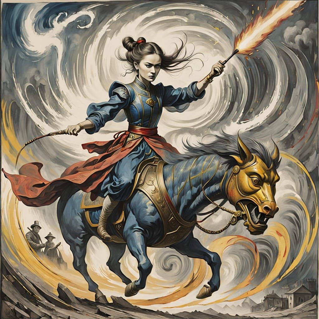 Surreal Boss Woman Directs Team with Forceful Voice