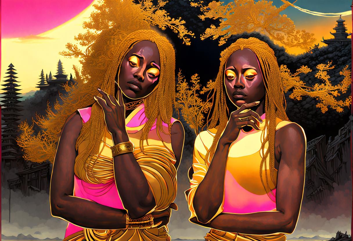 PinkPantheress in Ukiyo-e Digital Matte Painting