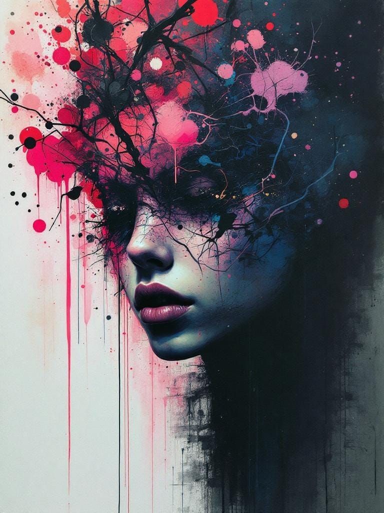 Abstract Schizophrenia in Dark Pastel Graffiti Style