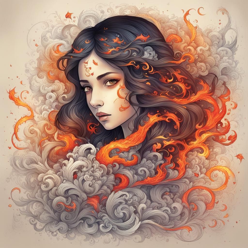 Mira, La Niña de Fuego 
Esconde un secreto 
Y no tiene miedo...