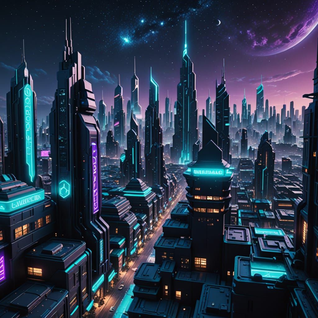 Sci-Fi Cityscape with Neon Lights in Unreal Engine