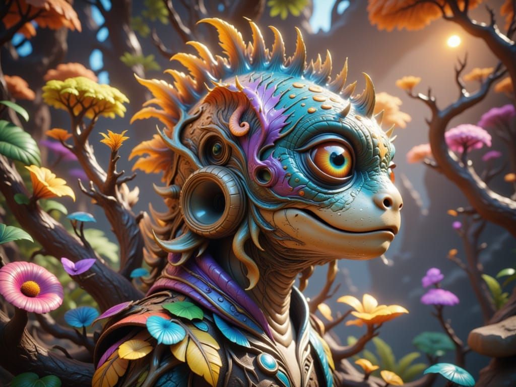 female alien in jungle