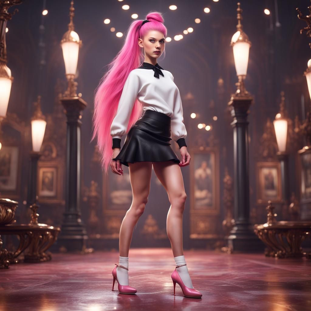 Girly Boy with Pink Hair, Digital Art